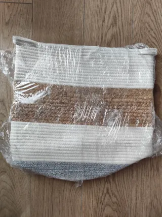 2 Cestas Algodón y Yute Blanca 36x52 cm