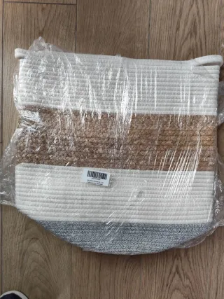 2 Cestas Algodón y Yute Blanca 36x52 cm