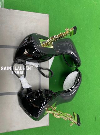 Saint Laurent Zapatos Tacón Oro Negro