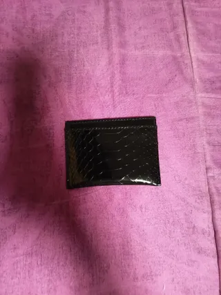 Monedero/Cartera Pequeña Negra Piel Serpiente