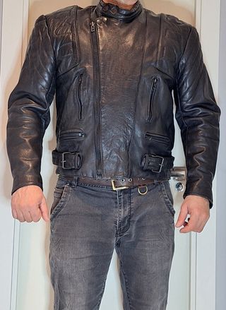 Chaqueta Clásica Motorista Piel Negra