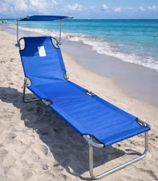 Lettino da spiaggia pieghevole con parasole