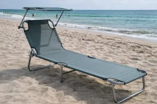 Lettino da spiaggia pieghevole con parasole