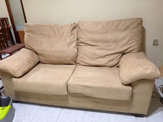 Sofá de tela beige 3 plazas