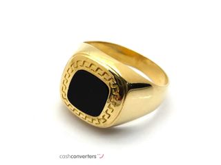 sello oro 18k con piedra con circonita,onix