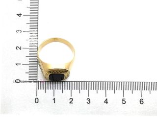 sello oro 18k con piedra con circonita,onix