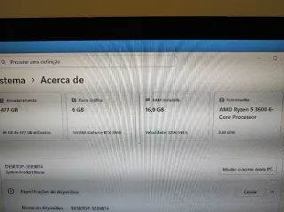 PC Gaming Ryzen 5 3600 RTX 2060 16GB RAM