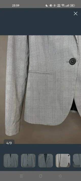 Americana Zara Cuadros Gris Mujer TALLA XS