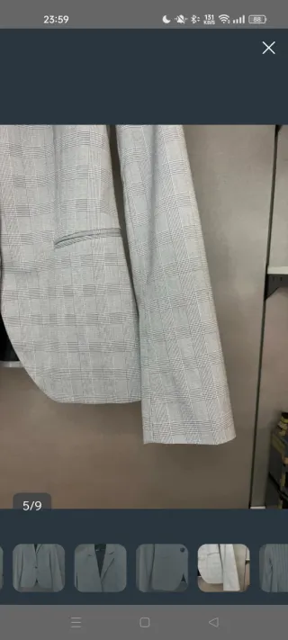 Americana Zara Cuadros Gris Mujer TALLA XS