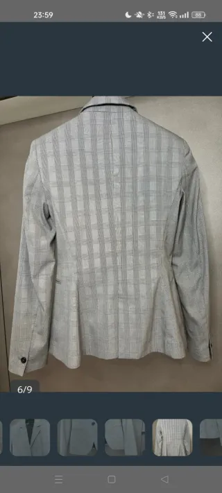 Americana Zara Cuadros Gris Mujer TALLA XS