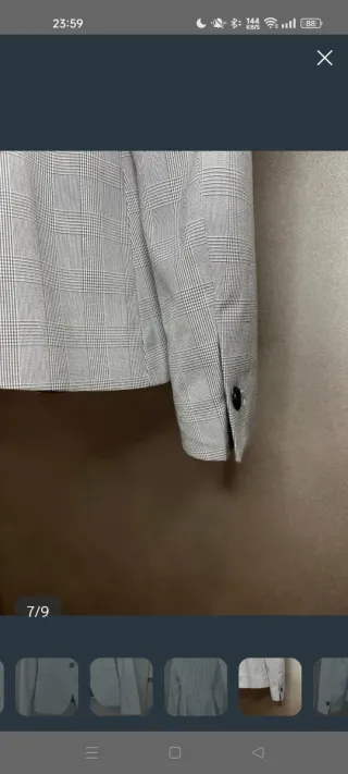 Americana Zara Cuadros Gris Mujer TALLA XS