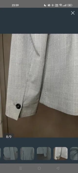 Americana Zara Cuadros Gris Mujer TALLA XS