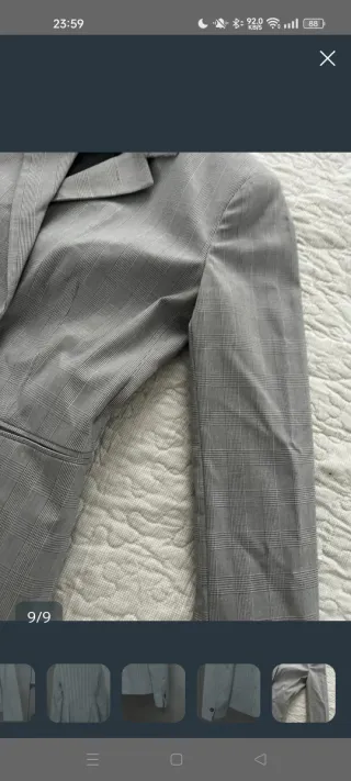 Americana Zara Cuadros Gris Mujer TALLA XS