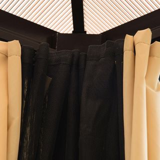 Gazebo esterno 3x3,6 m in alluminio con zanzariera e tetto in policarbonato, tenda da giardino in poliestere