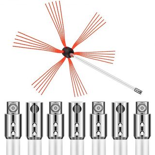 Barras di pulizia per camini flessibili, barre per la pulizia dei camini da 8 m, kit di pulizia per camini Sooteater in nylon, barre per la pulizia dei camini con testa di spazzola flessibile