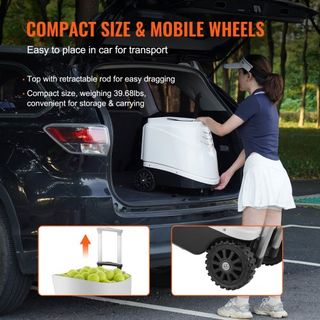 Máquina de Pelotas de Tenis, Lanzador Automático de Pelotas de Tenis Portátil, Lanzador de Práctica de Tenis de 150 Pelotas, 5 Motores con Múltiples Modos de Ejercicio, Más de 2 Horas de Juego, Ba...