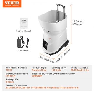 Máquina de Pelotas de Tenis, Lanzador Automático de Pelotas de Tenis Portátil, Lanzador de Práctica de Tenis de 150 Pelotas, 5 Motores con Múltiples Modos de Ejercicio, Más de 2 Horas de Juego, Ba...