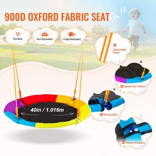 Juegos de Columpios para Jardín, Capacidad de Carga de 440lbs, Asiento de Columpio de 40" con Estructura de Metal A-Frame de Alta Resistencia y Cuerda Ajustable, Fácil de Montar, Columpio Exterior...