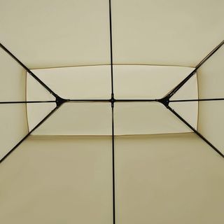 Gazebo da Giardino 3x4 M con Tende e Tetto a 2 Livelli in Acciaio e Poliestere, Bianco Crema