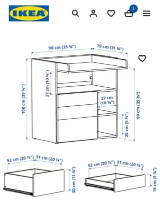 Mueble cambiador bebé con colchoneta