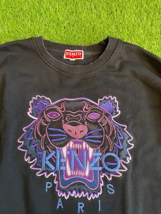 Sudadera Kenzo Negra con Tigre Morado