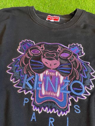Sudadera Kenzo Negra con Tigre Morado