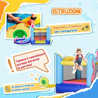 Castillo Inflable Gigante y Rebotante para Niños de 3 a 8 Años con Tobogán, Piscina y Inflador 3.6X1.75X1.8M