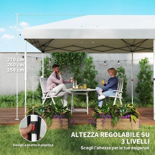 Gazebo pieghevole 6x3 m pop up con 4 finestre e pannelli laterali, 2 porte e borsa da trasporto, gazebo per esterni con 12 fori di drenaggio in metallo e Oxford, per giardino, feste, bianco