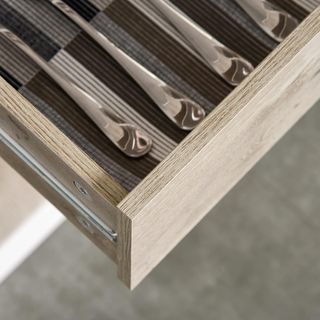 Buffet mobile per cucina, ante cassetti e scomparti aperti, 100L x 39P x 181.5Acm bianco e legno