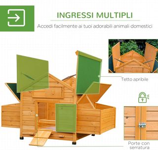 Gallinero Impermeable de Jardín en Madera 150X100X96.5 Cm