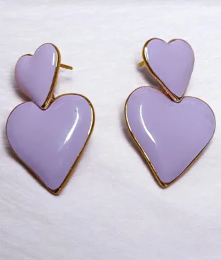 Orecchini a cuore pendenti oro viola