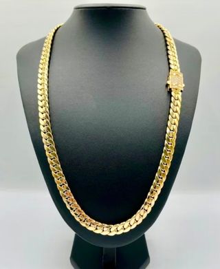 Cadena Cubana Oro 18 kilates con circonitas 60 cm