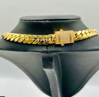 Cadena Cubana Oro 18 kilates con circonitas 60 cm