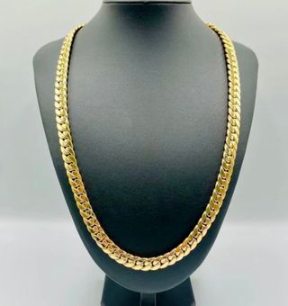 Cadena Cubana Oro 18 kilates con circonitas 60 cm