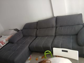 Sofá rinconera gris de tela