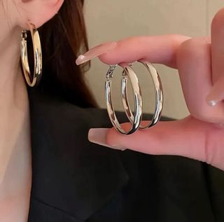 Aretes Aro Acero Inoxidable Baño Oro 18K