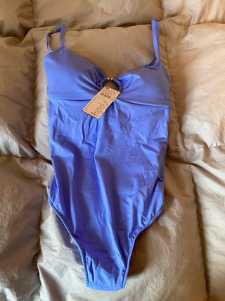 Bañador azul con aro y lazo en la espalda talla S