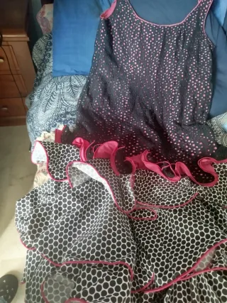 Vestido Flamenco Negro y Rosa