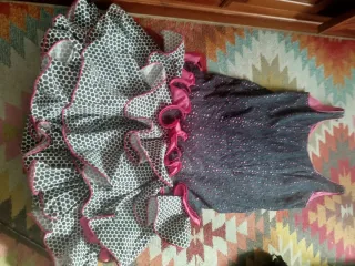 Vestido Flamenco Negro y Rosa