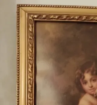 Cuadro vintage niño con cordero