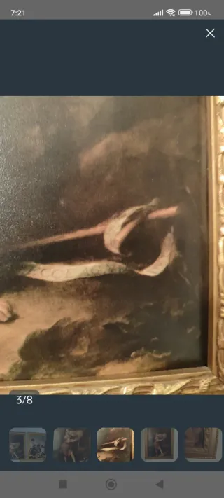 Cuadro vintage niño con cordero