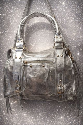 Bolso Piel Flora Plateado