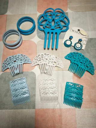 Traje de flamenca azul con volantes niña