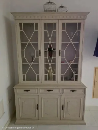 Vitrina de madera y cristal beige 1.5m de ancho