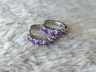 Pendientes aro lila plata de ley