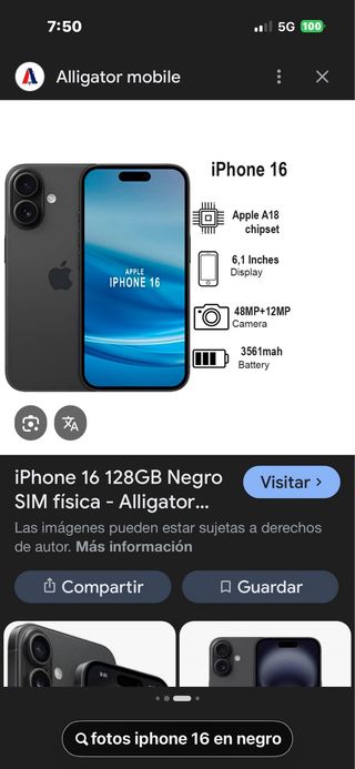 iPhone 16 128GB Negro