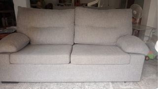 Sofá 3+2 plazas tela beige/gris