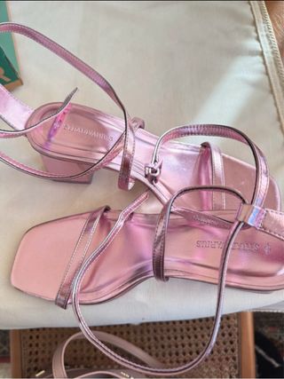 Sandali Stradivarius rosa metallizzato