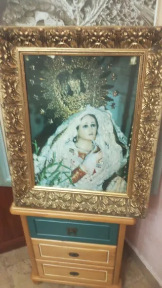 Cuadro Virgen Dorado Marco Madera