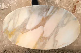 Tavolino Ovale in Marmo e Ottone